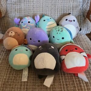Squishmallows Size 5" Sea Life Squad Bundle Seal Shark Turtle Whale 9pc